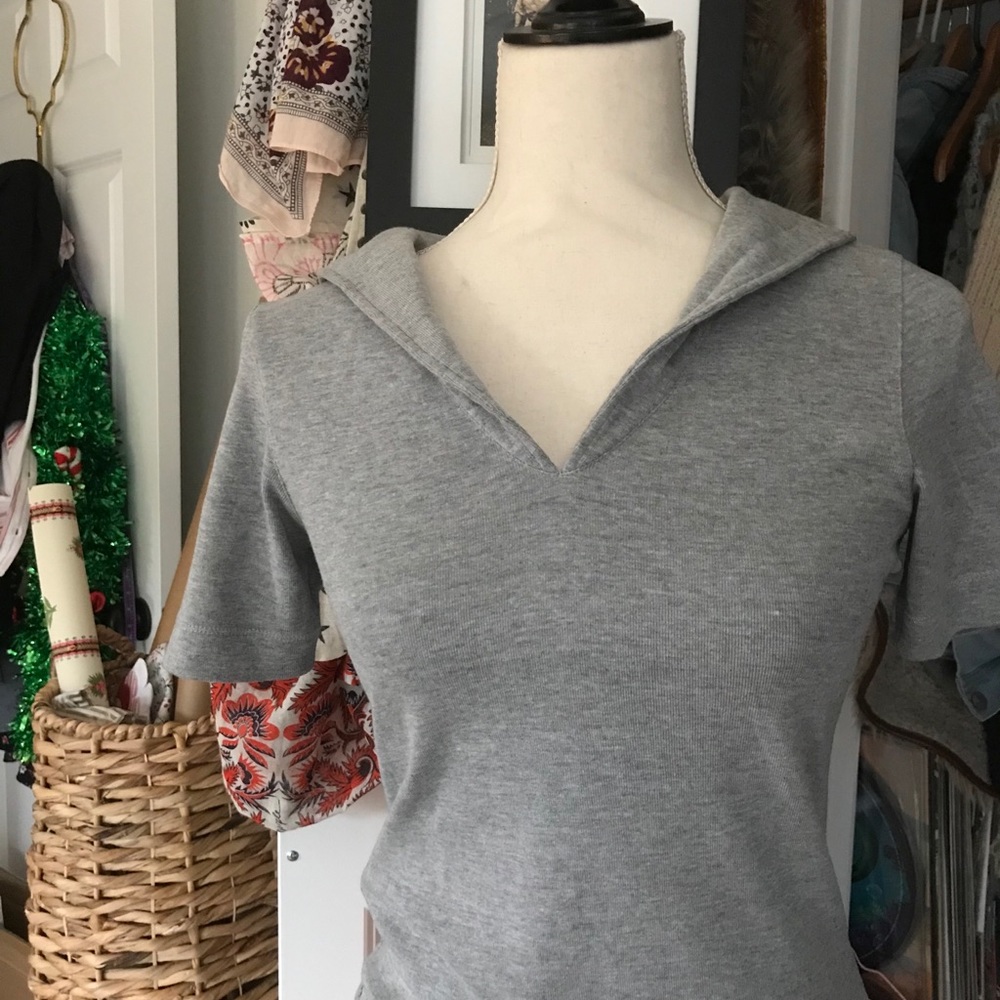 Clothes | Heather Gray Sailor Collar Top - Picture 6 of 7